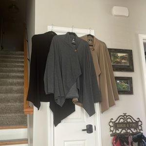 Bobeau Single Button Super Soft Sleaved Cape in Black, Grey or Camel